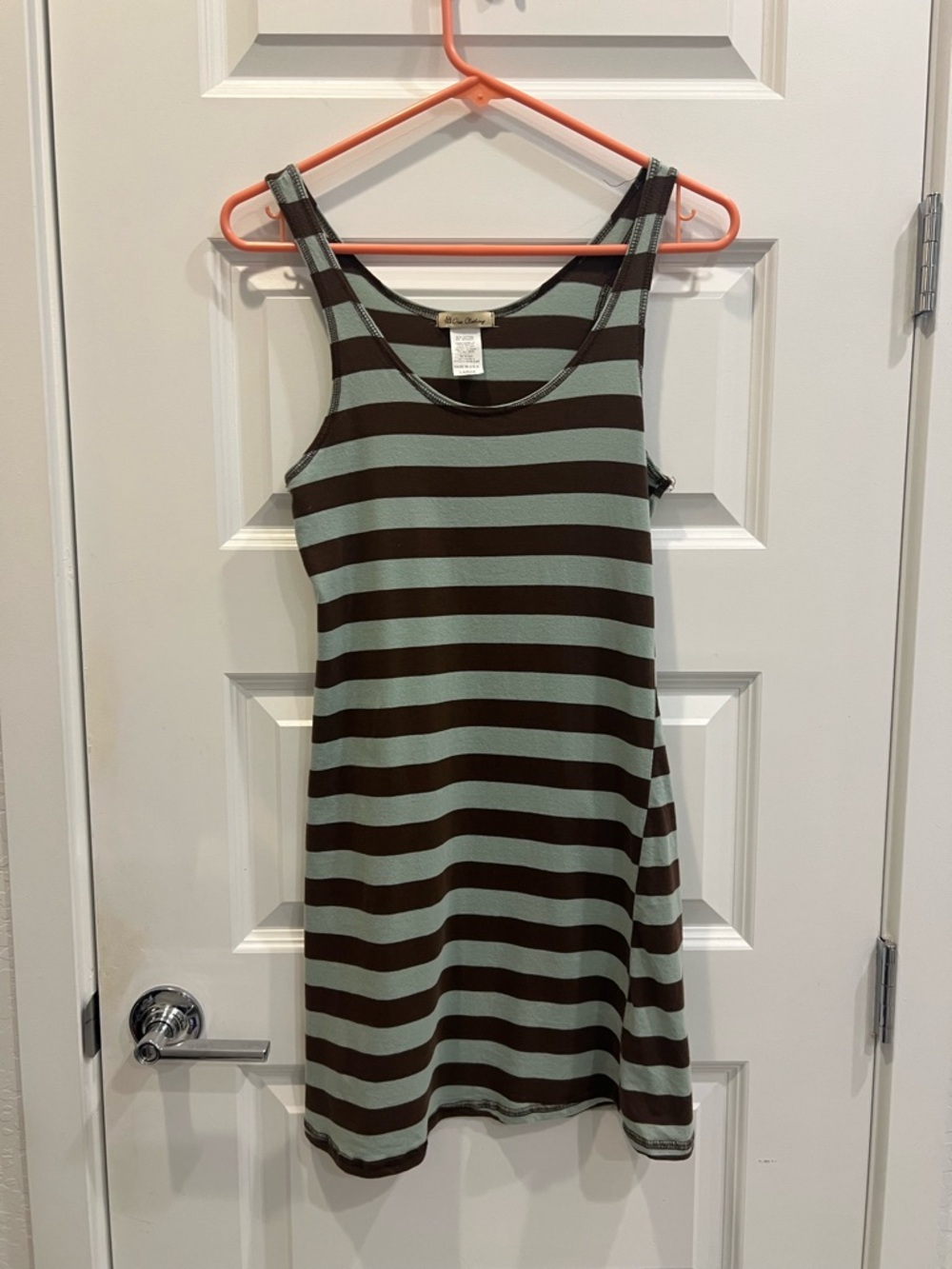 One Clothing Mint Green and Chocolate Brown Striped Tank